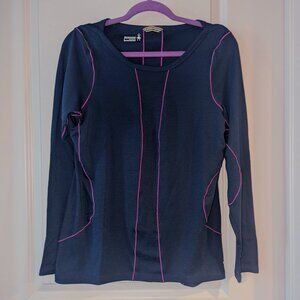 Smartwool Long Sleeve Navy and Pink Base Layer Shirt